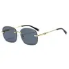Gafas de Sol Sin Marco de Borde Cortado Estilo Nuevo Europeo y Americano, Tendencia de Moda de Venta Caliente Transfronteriza, Montura Grande, Gama Alta, Gafas de Sol Versátiles para Hombre