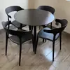 Juego de Plástico para Reuniones de Ocio al Aire Libre con Mesa Redonda Pequeña y Sillas para Balcón, Popular en Cafeterías de Té de Leche de Moda, Mesa de Comedor Simple para Uso al Aire Libre