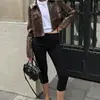 Calça de Yoga Cropped Preta de Cintura Alta Justa Estilo Europeu e Americano para Mulheres, Legging Skinny Shark Elástica