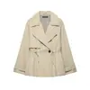 ZA comercio exterior transfronterizo artículo popular de ropa para mujer 2026 otoño nuevo moda europea y americana con cordones doble botonadura estilo gabardina chaqueta
