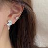 Pendientes de luna aurora láser de color dulce y fresco para mujer, pendientes de estrella simples y de nicho con aguja de plata, venta al por mayor