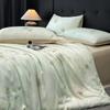 Juego de Cuatro Piezas de Cama Lyocell Tencel, Elegantes Sábanas de Seda Helada, Lujo Accesible Funda de Edredón Suave como la Seda para Dormir sin Ropa Tres Piezas