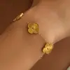 Pulsera de Acero de Titanio de 15 mm con Trébol de Cuatro Hojas para Mujer, Versátil, de Alta Gama, Pulsera de Moda Trendy y Personalizada