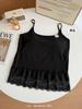 Camisole Branca Plus Size para Outono com Bojo, Saia de Camadas Bolo para Mulheres Cheinhas, Top Base 136