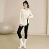Ropa de Yoga Manga Larga Mujer Ropa de Abrigo Otoño Holgada Plisada Cubre Glúteos Adelgazante Secado Rápido Camiseta Running Deportes Fitness Top