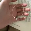 Pulsera de Amor Redonda Texturizada de Plata de Ley 925 para Mujer, Plata Brillante, Sencilla, Moderna, Personalizable, Lujo Ligero, Joyería de Mano Exquisita B3131