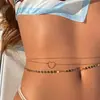 Accesorios transfronterizos de gran venta en Europa y América: accesorio de cintura de moda con lentejuelas sexy en capas con corazón de pedrería y cadena de metal para mujer