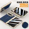 Adecuado para la funda del teléfono plegable Apple iPhone Duo, con acabado metálico, piel lisa, soporte para lente, bisagra central y protección contra caídas.