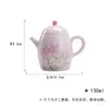 Tetera de Cerámica Pintada a Mano con Tinta y Polvo de Albaricoque Juego de Té Kung Fu Olla Portátil para el Hogar Agujero de Bola Filtración Color Bajo Esmalte y Rima de Polvo