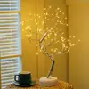 Lámpara de Mesa Forma de Bonsái de Escritorio Luz de Noche LED de Escritorio Árbol de Hierro Rama Plateada Hoja Dorada Estrella Árbol de Navidad