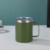Taza transfronteriza de 12 oz con asa, acero inoxidable 304, vaso de oficina aislado, portátil con tapa, taza de cerveza para exteriores