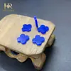 Fábrica de Origen Ágata Azul Natural Trébol de Cuatro Hojas Accesorios para Joyería DIY Transfronterizo Ágata Azul Trébol de Cuatro Hojas Piedra Suelta