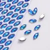 Cristales Planos Cosidos a Mano K9 Ojo de Caballo Color AB con Base Plana para Vestidos DIY, Vestidos de Novia, Accesorios de Ropa y Bodas