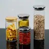 Botella de Almacenamiento de Cocina de Alto Borosilicato, Recipiente para Té con Tapa de Bambú, Frasco de Vidrio para Almacenamiento de Granos y Bocadillos, Frasco Transparente Sellado para Porcionar