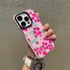 Estação Norte-Americana Tela Cheia Flores Vermelho Rosa Maçã 15Pro Estojo Transparente de Alta Qualidade Iphone17 Capa de Telefone Anti-Colisão