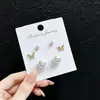 Kana Mina Simple Elegante Perla Una Tarjeta Tres Pares Aretes Pin Plata S925 Moda Combinable Aretes para Mujer