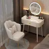 Penteadeira de ardósia com um toque de luxo leve e de alta qualidade, moderna e simples para quartos pequenos, mesa de maquiagem de madeira maciça em estilo creme