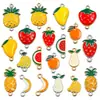 Varios Accesorios de Joyería DIY de Aleación Encanto de Esmalte Dorado Kc Serie de Frutas Plátano Pera Fresa Sandía Conectores