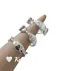 Anillo de Plata de Ley S925 con Diseño de Empalme Ovalado Estilo Coreano Minimalista Estilo Ins Recomendado por Bloggers con Diseño de Nicho y Sensación de Alta Gama