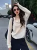 Polo de Punto Hueco Estilo Francés para Mujer, Atuendo de Principios de Otoño con un Estilo Chic de Alta Gama y Único Lazy Old Money, Top con Cuello Camisero