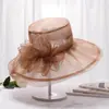 Sombrero de Sol de Organza Floral de Ala Ancha Europeo y Americano, Sombrero de Pescador Transpirable con Lazo, Popular Sombrero de Pescador Europeo y Americano