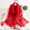 Bufanda floral de lana de seda para mujer, estilo japonés y coreano, de longitud media, gruesa y cálida, para primavera y otoño de 2020