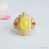 Anillo de Ámbar Natural Guan Yu Anillo de Cera de Abeja Amarilla Aceite de Pollo Joyería Estilo Palacio Venta al por Mayor Dropshipping S4071101L