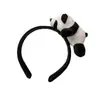 Linda diadema de panda tridimensional, banda para el pelo de cara de animal de dibujos animados, horquilla de broche de muñeca de felpa, tocado infantil, femenino