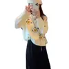 Suéter de Ganchillo Pequeño de Alta Gama Tejido a Mano Pesado para Mujer Otoño Invierno Suave Pegajoso Holgado Cuello Redondo Tejido Capa Base Ropa de Mujer