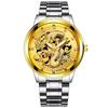 Reloj Calendario Dragón Estilo Chino con Incrustaciones de Diamantes de Comercio Exterior, Reloj No Mecánico, Reloj para Hombre con Relieve de Oro con Tótem de Dragón y Esfera Grande