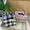 Cesta de Verduras Tejida a Mano Pura Bolso de Gran Capacidad Bolsa de Compras Almacenamiento para Vacaciones Picnic Azul Nuevo Bolso para Mujer 2025