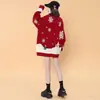 Outono Inverno Transfronteiriço Novo Estilo Tema de Natal Suéter de Caxemira Feminino Gola Redonda Malha Versátil Estilo Preguiçoso Pulôver Camada Base