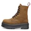 Botas de Motocicleta de 8 Ojales con Suela Gruesa de Primera Capa Transfronterizas para Mujer 1460 Cierre Lateral Rojo Crazy Horse Botines de Cuero Genuino Suela de Plataforma Ropa de Trabajo