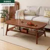 Mesa de centro dobrável de madeira maciça para apartamentos pequenos, adequada para sala de estar, mesa de jantar em casa, mesa baixa baixa de quarto de uso duplo, design simples