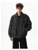 Jaqueta de couro PU estilo americano para motociclista masculino, marca da moda, novo estilo de rua outono e inverno, gola de lapela casual solta, casaco cool e estiloso