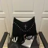 Bolso de Gran Capacidad para Mujer 2025 Nueva Moda Retro Bolso de Hombro Cruzado Bolso de Remaches con Borlas Estilo Occidental de Alta Calidad