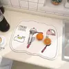 Tapete Drenante de Bancada de Cozinha Desenho Animado Fofo Tapete Secador de Louças Doméstico Antiderrapante Diatomito Tapete de Mesa de Jantar