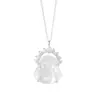 Collar de Plata de Ley S925 con Calcedonia Blanca Natural de Buda Maitreya para Mujer, Estatua de Buda Personalizada con Luz de Buda Brillante, Cadena para Clavícula, Regalo