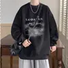 Moletom Retro Americano Masculino Outono e Inverno Solto Tamanho Grande Gola Redonda Pulôver Manga Longa Camiseta Tendência Versátil Jaqueta Casual
