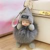 Muñeca para dormir de piel de zorro, juguete de peluche, adornos para teléfono móvil, cordón, muñeca, colgante para bolso de piel real, llavero para coche