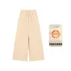 Pantalones de Invierno 2025 para Niñas Amybaby Nuevos Versátiles Casuales Holgados Estampados Cálidos de Forro Polar de Pierna Ancha