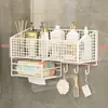 Prateleira de armazenamento de cosméticos para vaso sanitário de banheiro, prateleira de armazenamento com drenagem montada na parede da pia sem perfuração