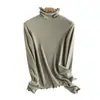 Suéter de capa base de lana auto-calentable con cuello alto apilado, suéter liso simple, nuevo top ajustado adelgazante de otoño e invierno