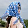 Bufanda Floral Roja Pequeña Estilo Pastoral 90 x 90 Bufanda Cuadrada Grande Pañuelo Triangular para Mujer Primavera y Otoño Chal Coreano Protector Solar