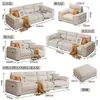 Sofá de Tela para Sala de Estar, Diseño Simple de Línea Recta, Cuero Resistente a las Garras de Gato, Madera Maciza, Apartamento Pequeño, Tela Técnica, Sofá Fácil de Limpiar, Asequible para Viviendas de Alquiler