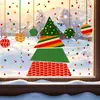 BRUP Calcomanías Estáticas Navideñas de Dibujos Animados Simples Bloques de Color Árbol de Navidad Copo de Nieve Decoración de Ventana Calcomanías para Escaparates BR2464Q