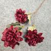 Venta al por mayor de fábrica simulación tres dalias 3 dalias de boda flores falsas decoración para el hogar boda flores artificiales