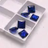 113 # Spinélio Azul Pedra Quadrada Pedra Solta Corte Princesa Spinélio Sintético Safira Joia Pedra de Incrustação