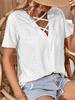 Comercio exterior transfronterizo europeo y americano 2023 Amazon primavera y verano casual jacquard cruzado hueco transpirable camiseta suelta superior