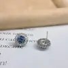Pendientes de Diseño de Alta Gama de Plata S925 Chapados en Platino con Incrustación de Zafiro Natural, Estilo Nicho